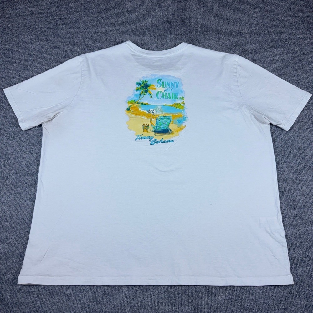 Tommy Bahama Mens XXL White Sunny and Chair Graphic T-Shirt Cotton Beach Marlin